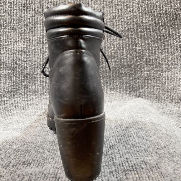 Steve Madden Nydiaa Black Combat Boots 7M Lace Up Chunky Heel Zip Lug Sole - Picture 9 of 16